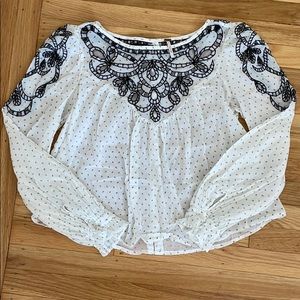 Free People Embroidered Blouse Size Small
